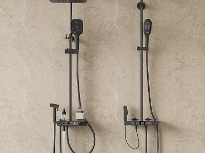 Modern Black Wall Mounted Shower System With Rainfall Head And Handheld Sprayer 3d model
