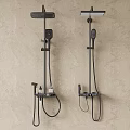 Modern Black Wall Mounted Shower System With Rainfall Head And Handheld Sprayer