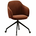 Modern Brown Velvet Office Chair With Armrests And Rolling Wheels Design