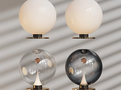 Modern Spherical Table Lamps With White Clear Black Glass Globes And Metallic Bases 3d model