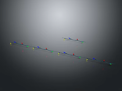 Curved Fence Decorated With Colorful String Lights Against Gray Background 3d model