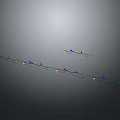 Curved Fence Decorated With Colorful String Lights Against Gray Background