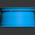 Blue 3D Rendered Wheel Rim With Stylish Spokes And Reflective Surface On Dark Backdrop