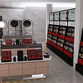 Modern Specialty Store Interior With Round Display Shelves Sofa Seating Polished Floors And Product Showcases