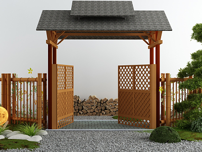 Gate Farm Garden Landscape Gate 3d model