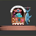 Colorful Display Stand With White Canopy And Pink Base Decorative Items
