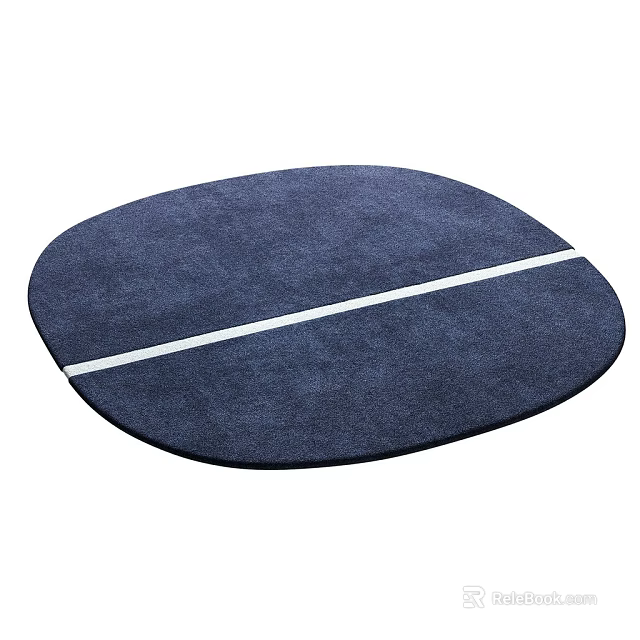 Comfortable Navy Blue Round Shower Sauna Mat With White Stripe Design 3d model 