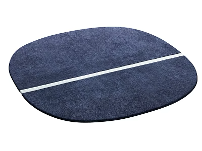 Comfortable Navy Blue Round Shower Sauna Mat With White Stripe Design 3d model