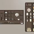 Wooden Bogu Shelf with Tea Sets Ceramic Pots Decorative Plates and Storage Boxes