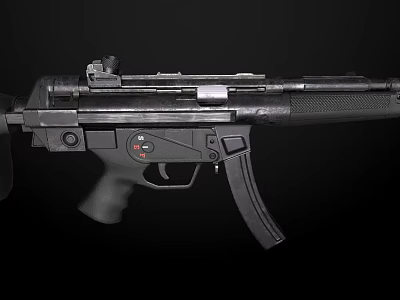Modern Black Tactical Weapon Featuring Magazine Grip And Sight Attachment 3d model