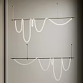 Contemporary Pendant Light Design Featuring Curved White Lines And Metal Hangers