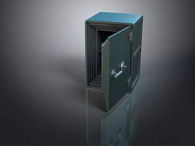 Green Safe Furniture With Open Door Secure Lock And Interior Compartments 3d model
