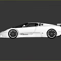 White Sports Car With Sleek Aerodynamic Design And Rear Spoiler