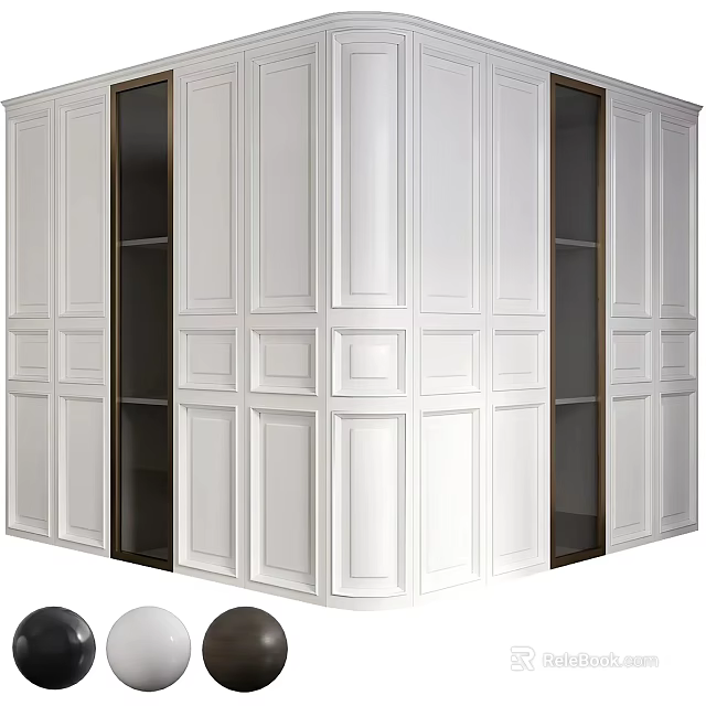 Elegant Modern Wardrobe Interior Design With White Panel Doors And Storage Space 3d model 