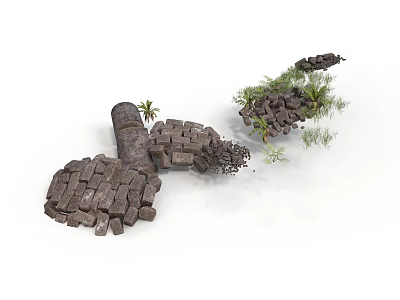 Modern Landscape Design Featuring Stone Structures Green Plants And Natural Elements 3d model