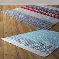 Stylish Square Rugs With Geometric Patterns And Colorful Designs On Wooden Floor