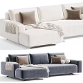 Modern Sectional Sofas In Neutral Tones With Pillows And Soft Throw Blankets 3d model
