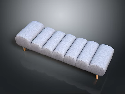 Modern Gray Long Sofa With Multiple Cushions And Stylish Wooden Legs Design 3d model