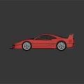 Red High Performance Sports Car With Sleek Exterior And Large Rear Spoiler