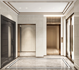 modern elevator hall 3d model