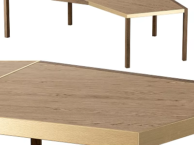 Modern Minimalist Wooden Dining Table With Natural Wood Grain Tabletop And Slim Legs 3d model