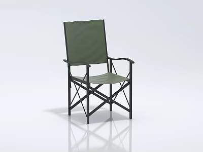 Green Canvas Leisure Chair With Black Metal Frame And Comfortable Seating Design 3d model