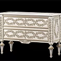 Elegant Classic Silver White Sideboard With Carved Floral Patterns And Decorative Legs