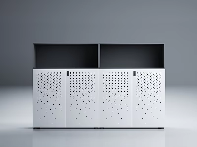 Modern Minimalist White Storage Cabinet with Perforated Dot Design and Double Compartment 3d model