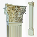 Roman Column Capital Featuring Intricate Carved Volutes And Leaf Patterns In Stone