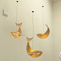 Golden Fish Tail Shaped Chandeliers Modern Decorative Hanging Lighting Design 3d model