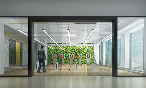 modern archery hall archery target archery electric archery target archery field 3d model