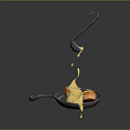 Golden Cheese Sauce Pouring Over Pan Fried Food With Dripping On Black Background
