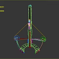 Mechanical Crossbow Weapon With Red Strings Black Metal Body And Support Structure 3d model