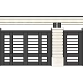 Modern Black Entrance Gate Design With Stone Pillars And Glass Panels