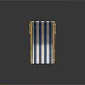 Blue and White Striped Outdoor Lounge Chair with Yellow Metal Frame