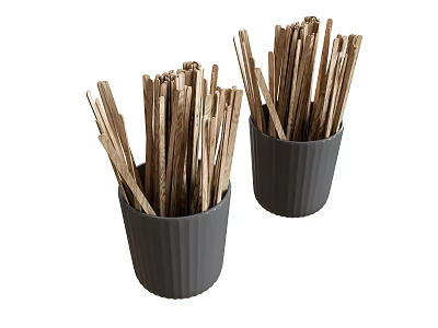 Simple Two Gray Chopstick Holders with Wooden Chopsticks Dining Tableware Set 3d model