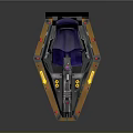Futuristic Sci Fi Control Console Metallic Gray Yellow Blue Design With Display Screen And Control Buttons