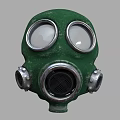 Classic Green Gas Mask With Circular Lenses Metallic Components And Filters