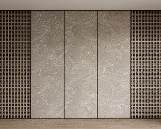 New Chinese Style Hard-pack Wall Panel Background Wall Decorative Panel Fabric Wall Cloth 3d model
