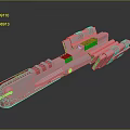 Futuristic Interstellar Spaceship 3D Model With Red And Gray Sections And Aerodynamic Structure
