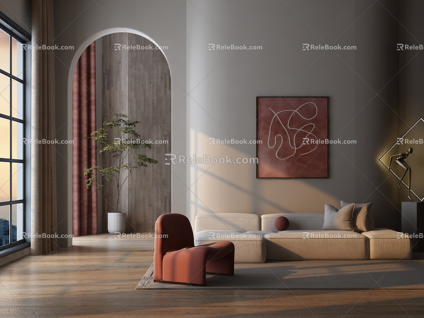 Sofa Cream Wind Sofa Living Room 3d model