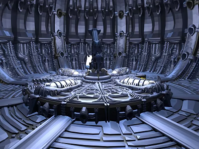 Cartoon Sci Fi Mechanical Interior Scene With Complex Structures 3d model