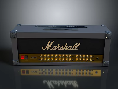 Marshall Amplifier Electronic Device With Front Panel Control Knobs And Classic Design 3d model