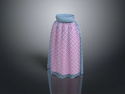 Man In Pink Blue Plaid Long Dress With Lightweight Flowy Fabric 3d model