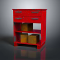 Stylish Red Entryway Console Cabinet with Drawers Shelves and Storage Boxes
