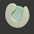 Minimalist White U Shaped Object Featuring Grid Pattern In Center And Smooth Surface