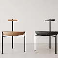 Modern Minimalist Bar Stools With Light Wood And Dark Round Seat Metal Frame Crossbar Backrest