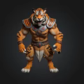 Anthropomorphic Tiger Warrior 3D Model With Muscular Build And Armor In Standing Pose