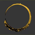 Golden Dragon Pattern Carved Columnar Object On Black Background With Reflection
