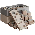 Kids Play Equipment With Ball Pit Slide And Wooden Blocks